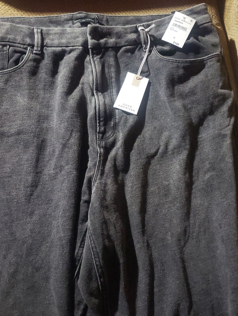 Good American Wide Leg Pants in Charcoal Black Wash NWT